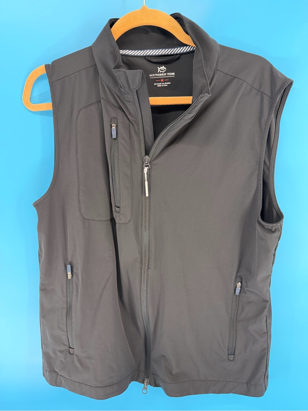 Southern Tide Black Men's Softshell Vest with Black Trim